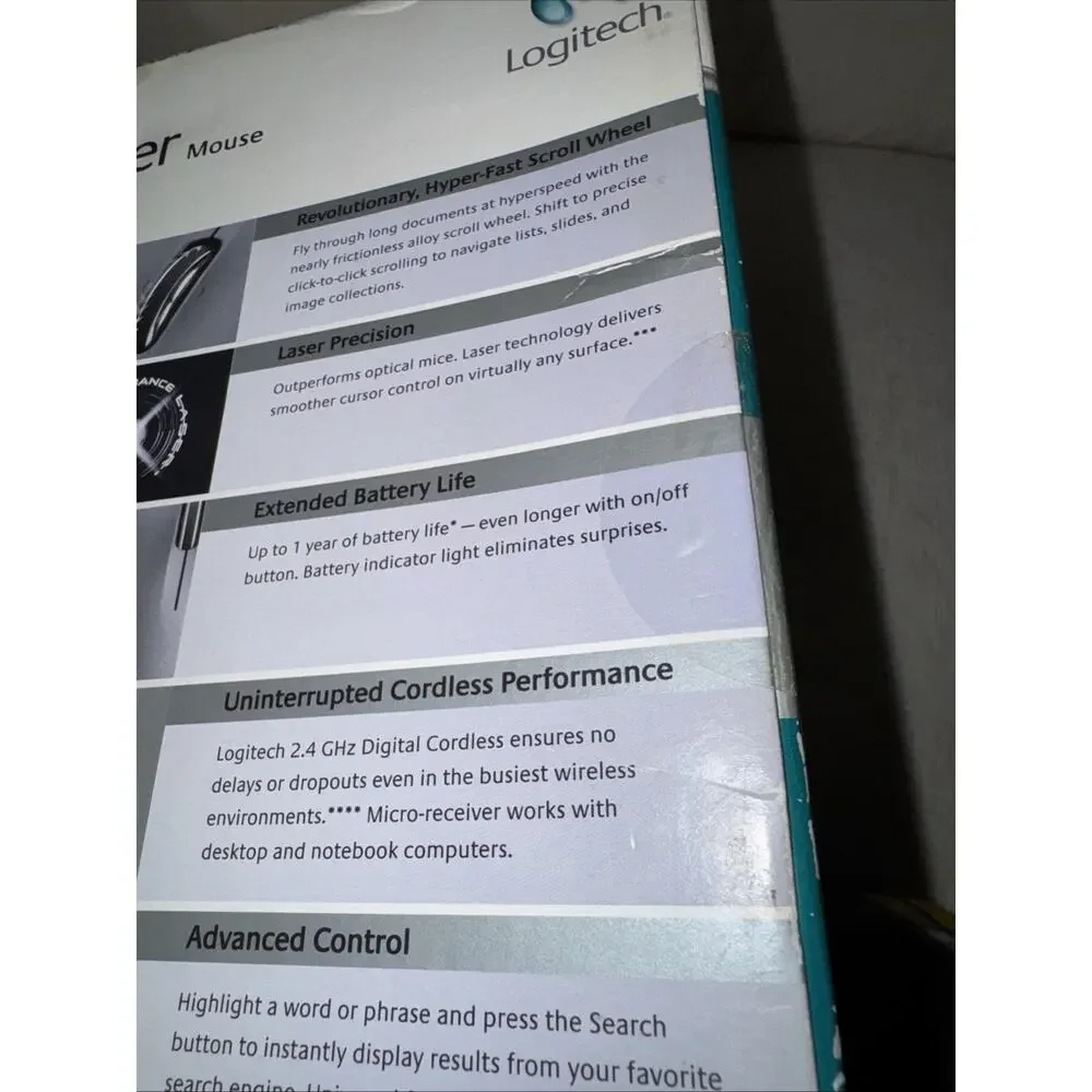 Logitech MX620 Cordless Laser Mouse - Black (910-000240) New Sealed